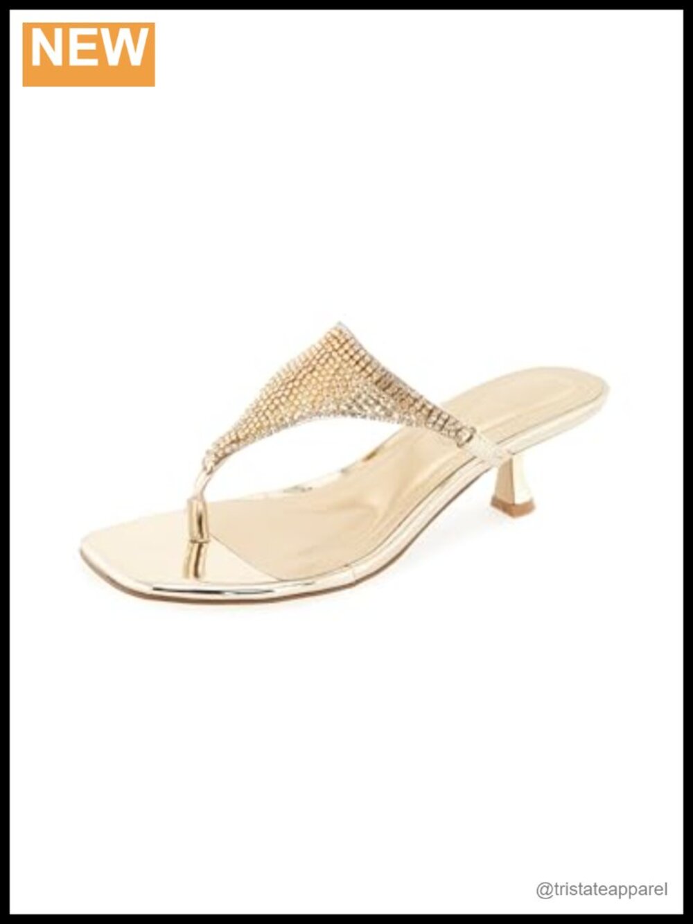 Rhinestone Heeled Sandal Square Toe Ankle Strap Kitten Heel